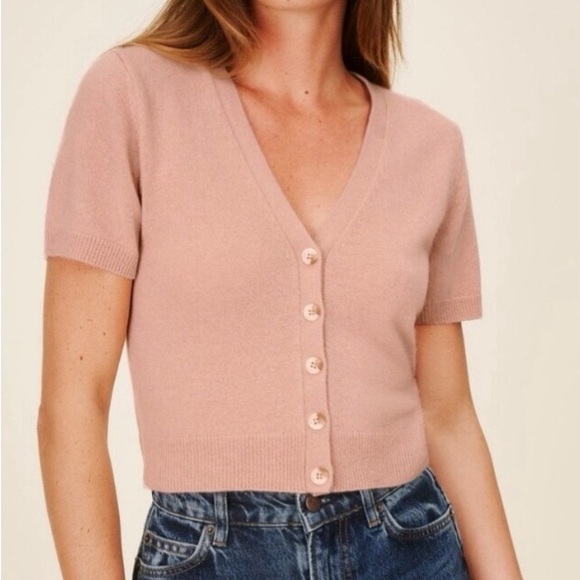 Reformation Sweaters - Reformation Cashmere V Neck Short Sleeve Cardigan